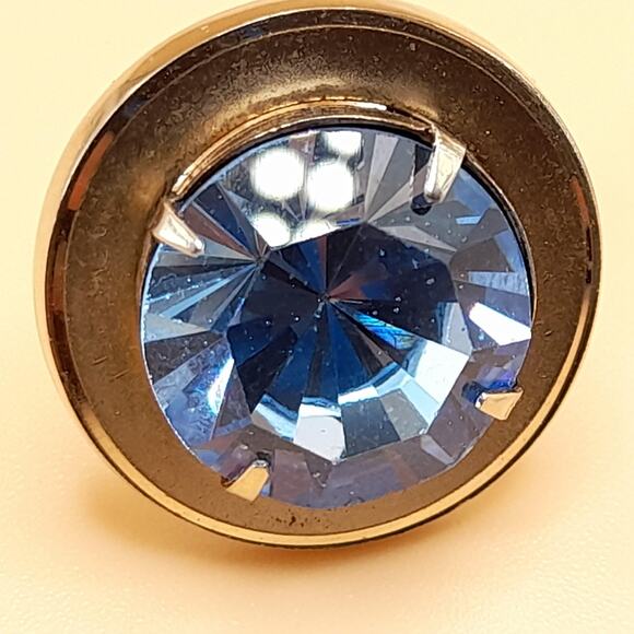 Vintage Light Blue Rhinestone Cuff Links - Picture 6 of 10